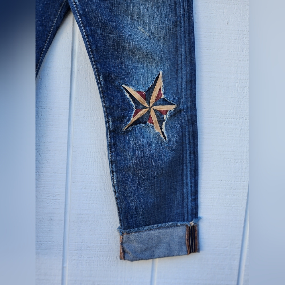 LUCKY BRAND Lucky Legend Tomboy Sienna Crop  Distressed Jeans button fly